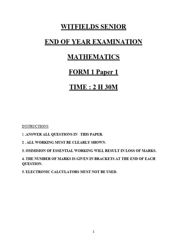 Mhuka Form 1 p1 Maths | PDF | Area | Circle