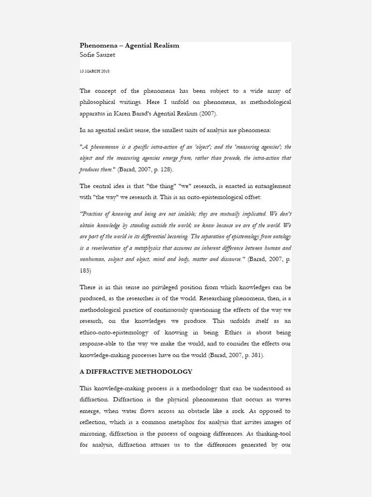 Understanding Agential Realism in Research | PDF | Epistemology ...