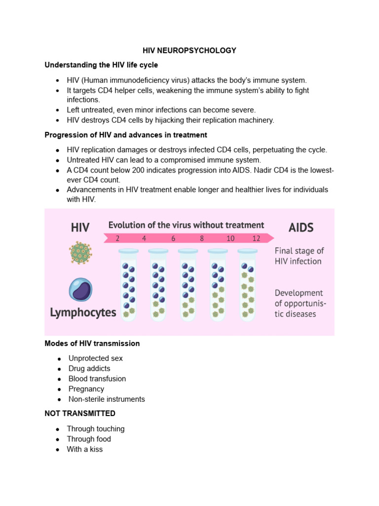 Hiv Neuropsychology Understanding The HIV Life Cycle | PDF | Hiv/Aids ...