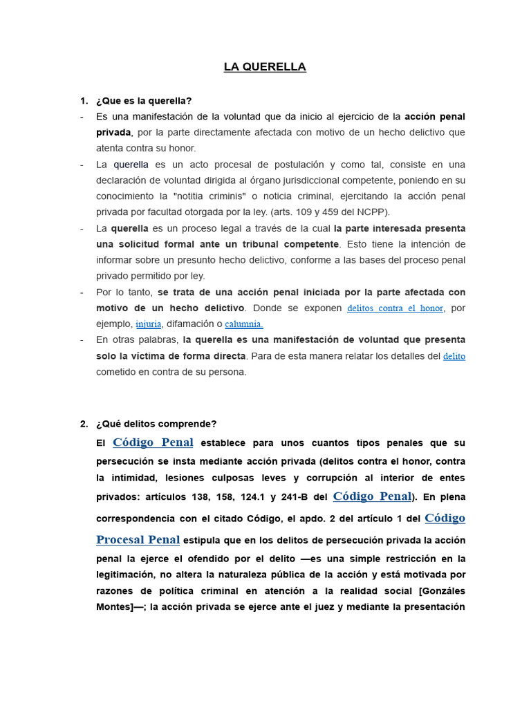 Definición y Proceso de Querella | PDF