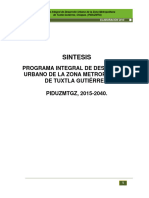 Sintesis Programa D.U. MetropoLitano Tuxtla Gutiérrez