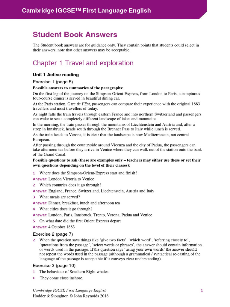 Cambridge IGCSE English Answers Guide | PDF | Types Of Volcanic ...