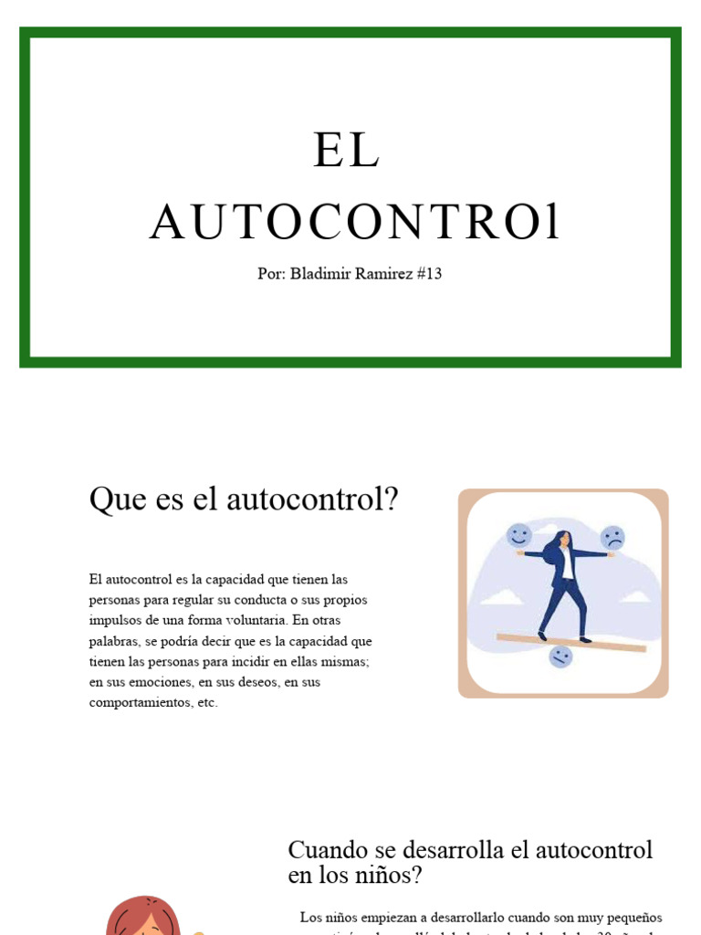 Autocontrol: Definición y Desarrollo Infantil | PDF | Las emociones ...
