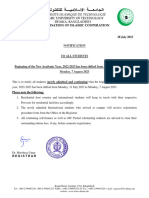 Notification For The Revised Beginning Date of The Academic Year 2022-2023