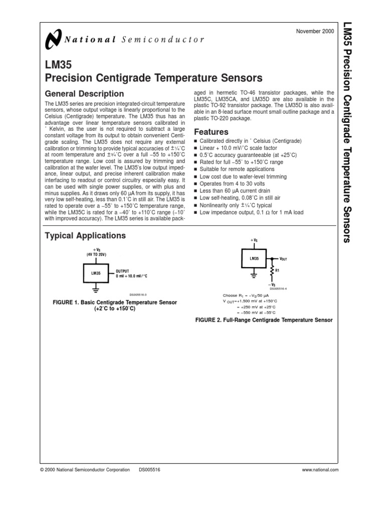LM35DZ NS Temperatursensor - analog THT