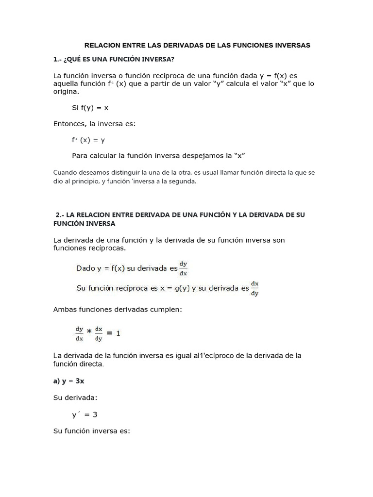 Derivada de Funciones Inversas PDF