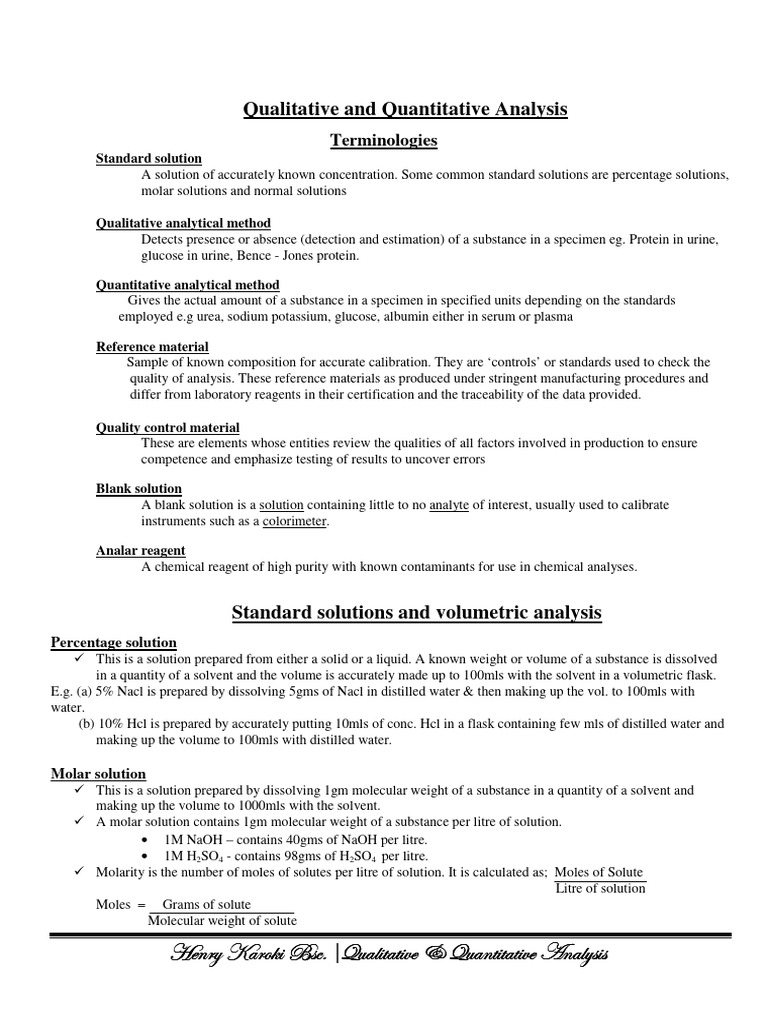17.0 Qualitative and Quantitative Analysis PDF Chemistry Titration