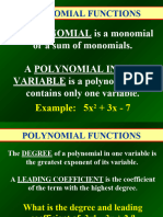 7.1 Polynomial Functions