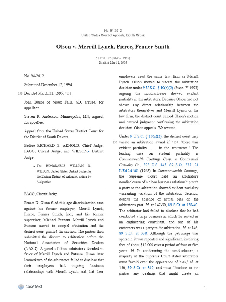 Olson v. Merrill Lynch, Pierce, Fenner Smith PDF Supreme Court Of