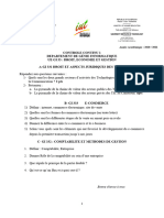 Controle Continu 1 Departement de Génie Informatique Ue Gi 33: Droit, Economie Et Gestion