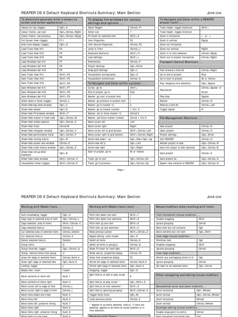 Reaper Keyboard Shortcut Sos X Download Free PDF Computer Keyboard