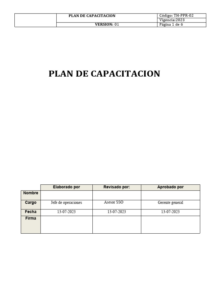 Plan de Capacitación 2023 para Colaboradores | PDF | Negocios