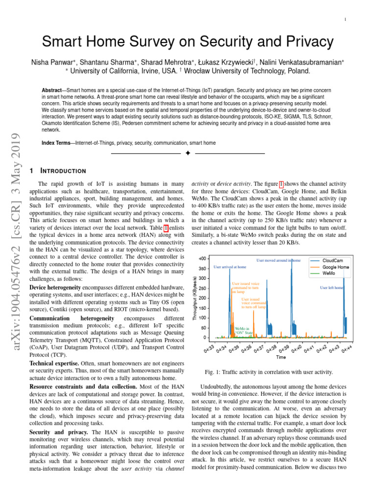Smart Home Security and Privacy Survey | PDF | Internet Of Things ...