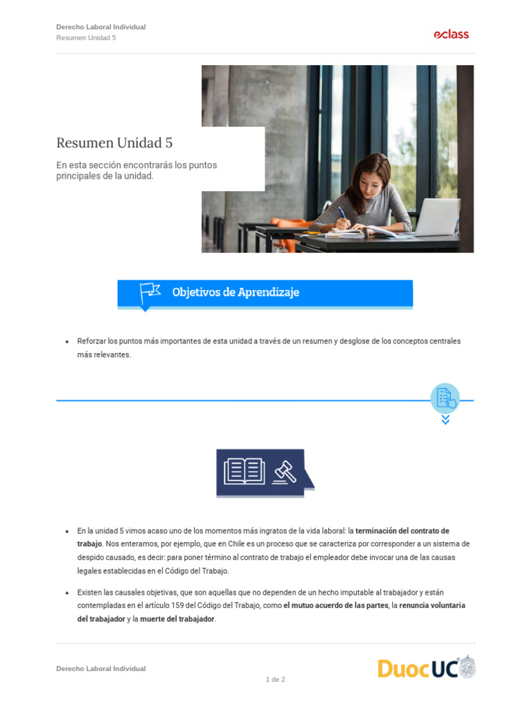 Derecho Laboral Individual Resumen Unidad 5 | PDF | Derecho laboral ...
