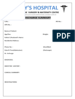 Roy'S Hospital: Discharge Summary