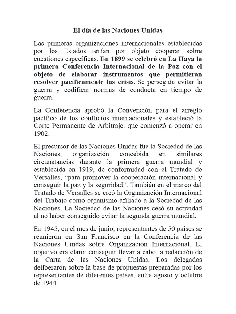 El Día de Las Naciones Unidas | PDF | Naciones Unidas | Relaciones ...