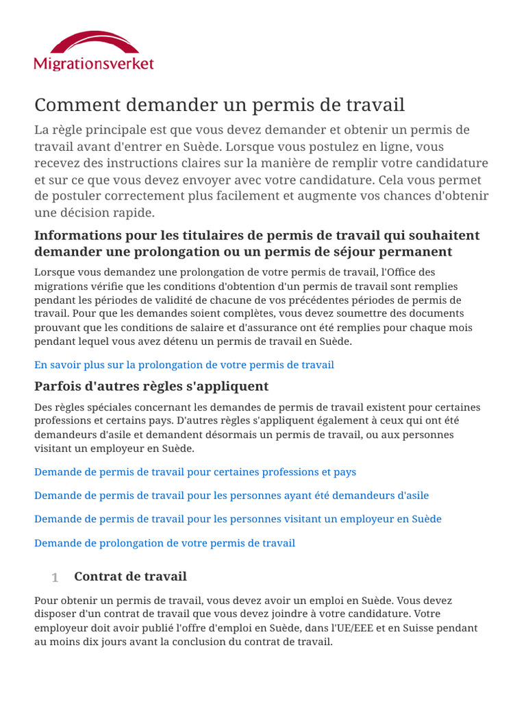 Demande de permis de travail en Suède | PDF | Gouvernement et identité ...