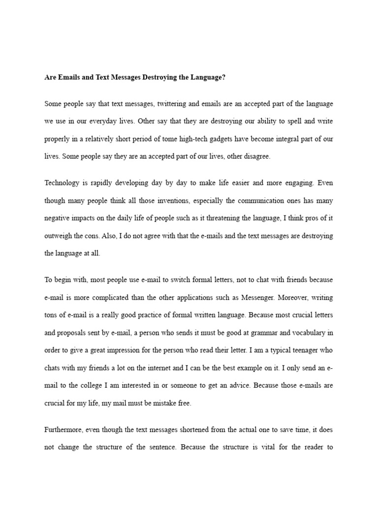 Are Emails and Text Messages Destroying The Language | PDF | Foreign ...