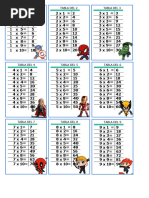 Tablas de Multiplicar Del 1 Al 12 en Blanco y Negro en Una Hoja | PDF
