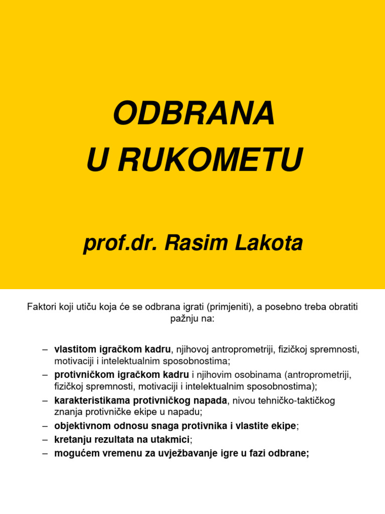 Odbrana U Rukometu | PDF
