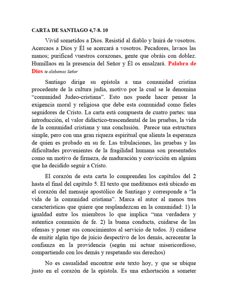 Carta de Santiago PDF Epístola de james Fe