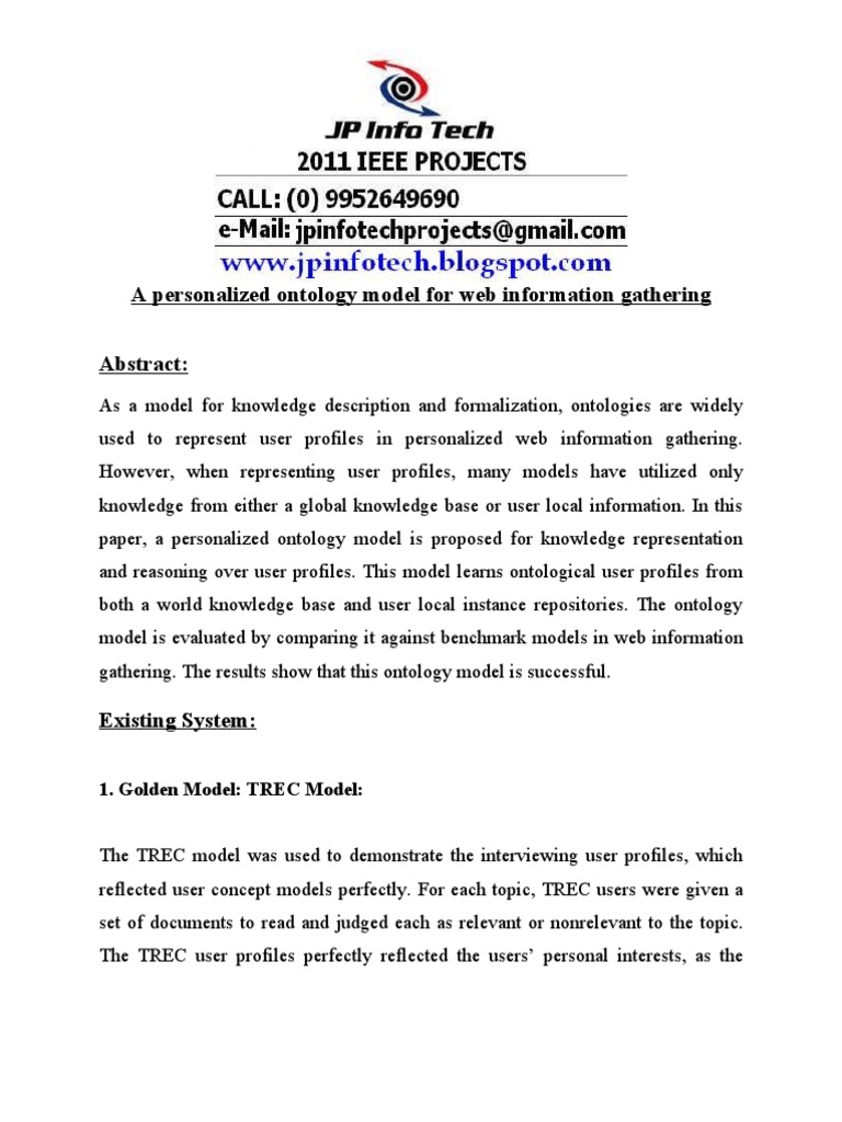 Personalized Ontology Model for Web Gathering | PDF | Ontology ...