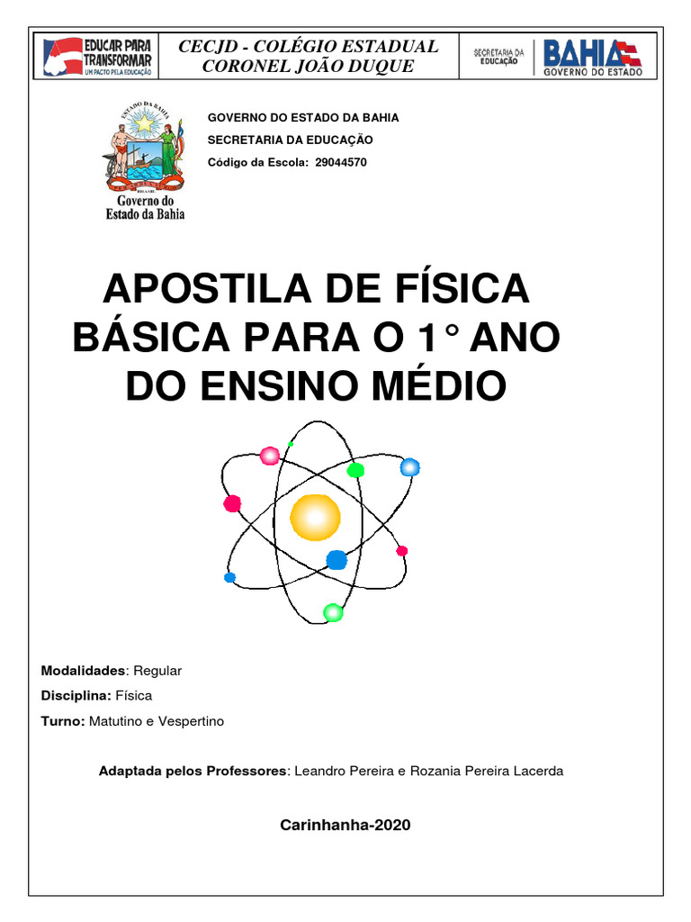 Apostila de Física Básica para o 1 Ano Do Ensino Médio | PDF | Física ...