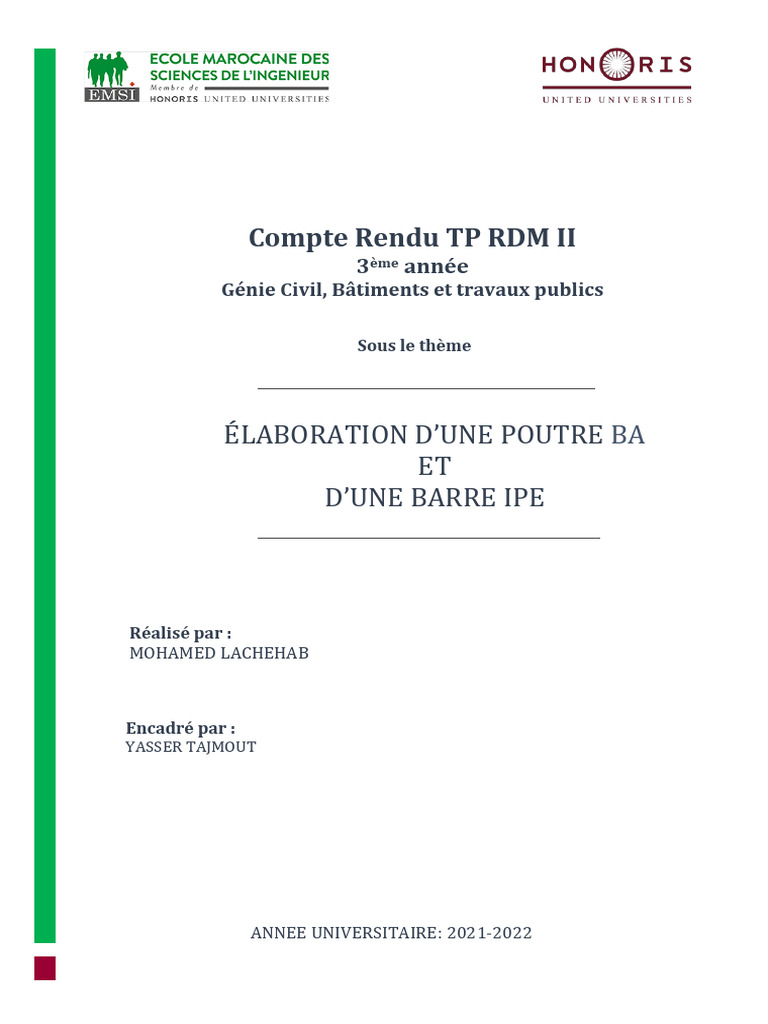 Compte Rendu TP RDM II J 2 | PDF