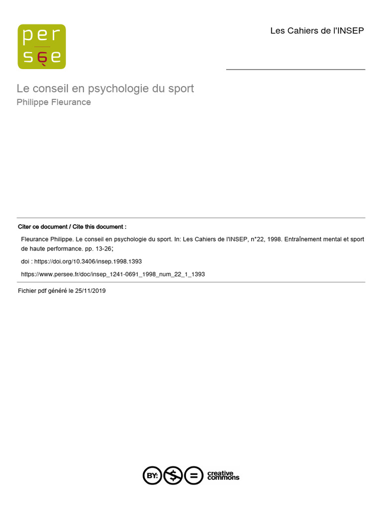 Conseil en psychologie du sport | PDF | Des sports | Psychologie