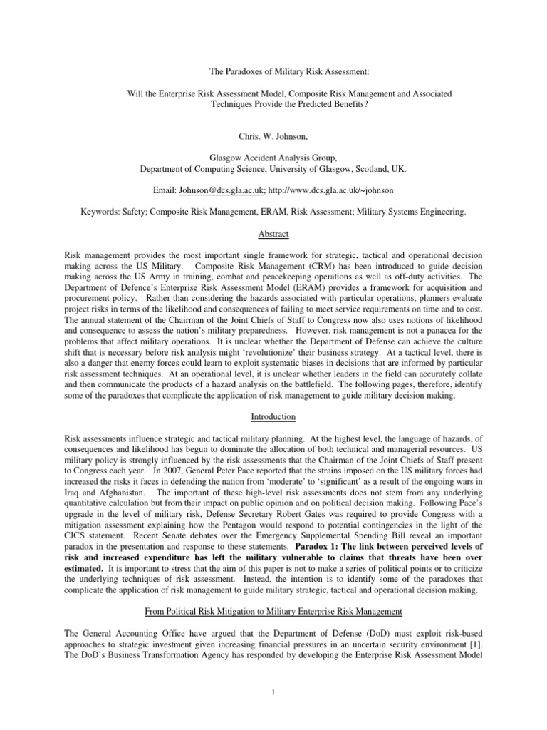 Military Risk Assessment Paradoxes | PDF | Risk | Risk Assessment