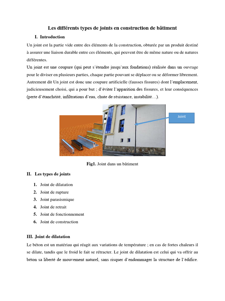 Types de joints en construction bâtiment | PDF | Fondation ...