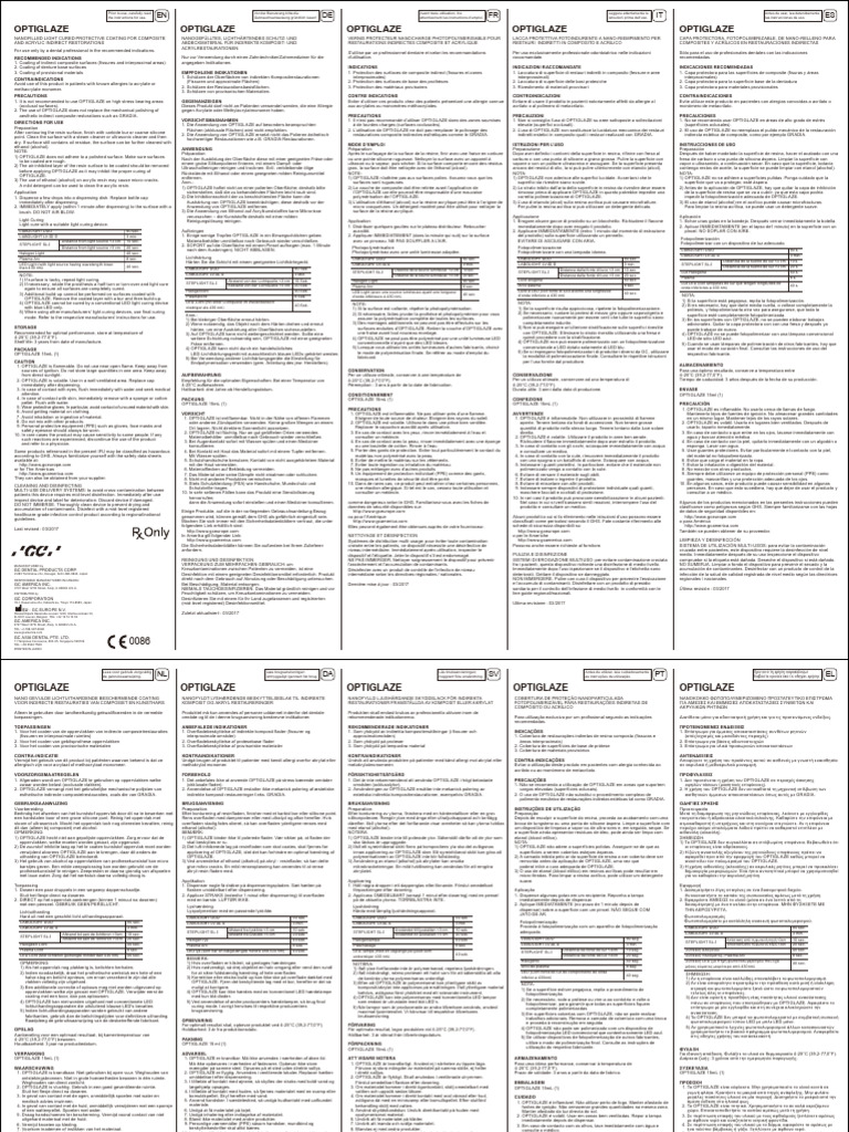 Optiglaze Usage Instructions for Dentists | PDF | Dental Composite ...