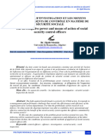 Le Pouvoir D'investigation Et Les Moyens D'action Des Agents de Contrôle en Matière de Sécurité Sociale