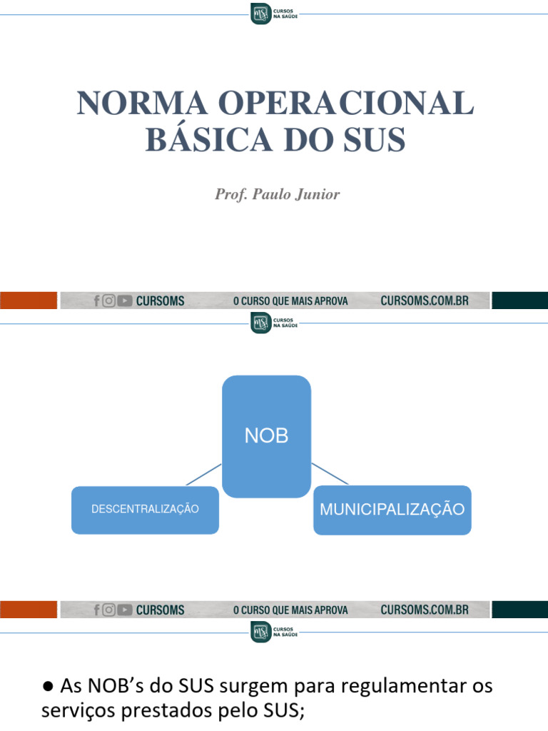 Normas Operacionais Básicas do SUS | PDF | Descentralização | Ciência ...
