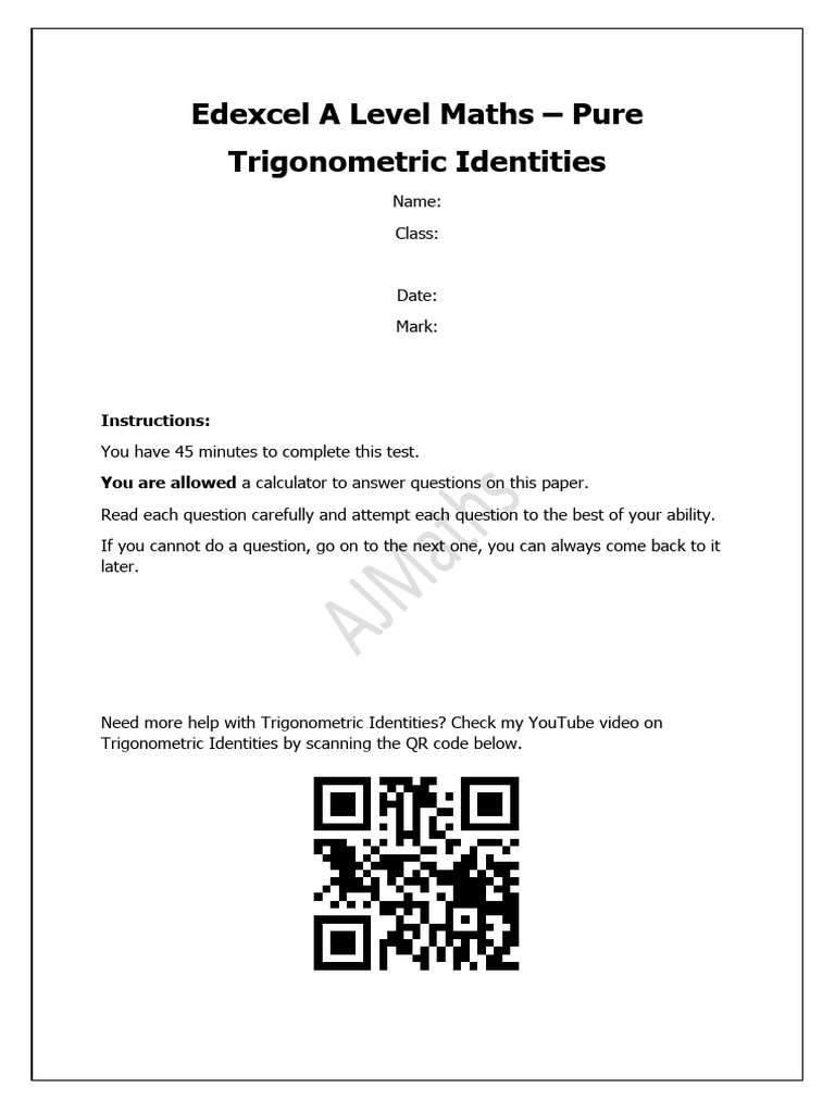A Level Maths Trig Identities | PDF