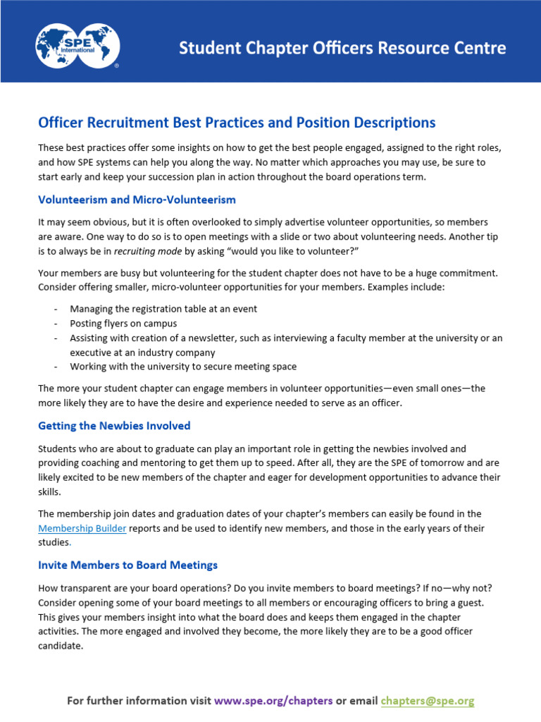 Officer Recruitment Strategies for Chapters | PDF | Volunteering ...