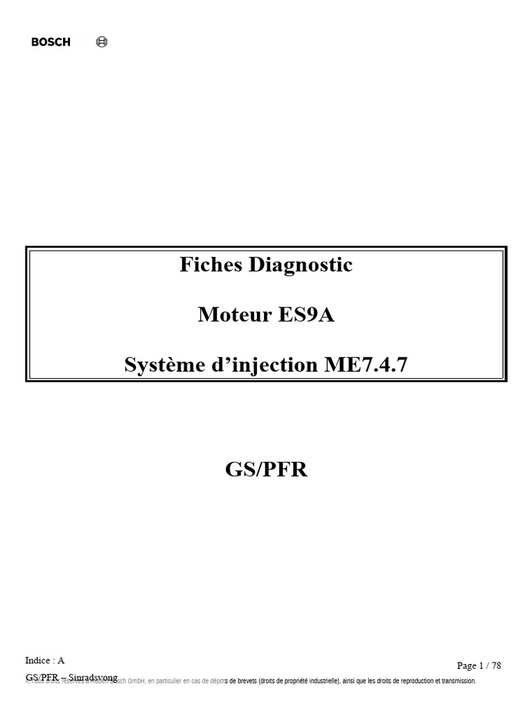 Diagnostic Moteur ES9A et Système ME7.4.7 | PDF | Injection (moteur ...
