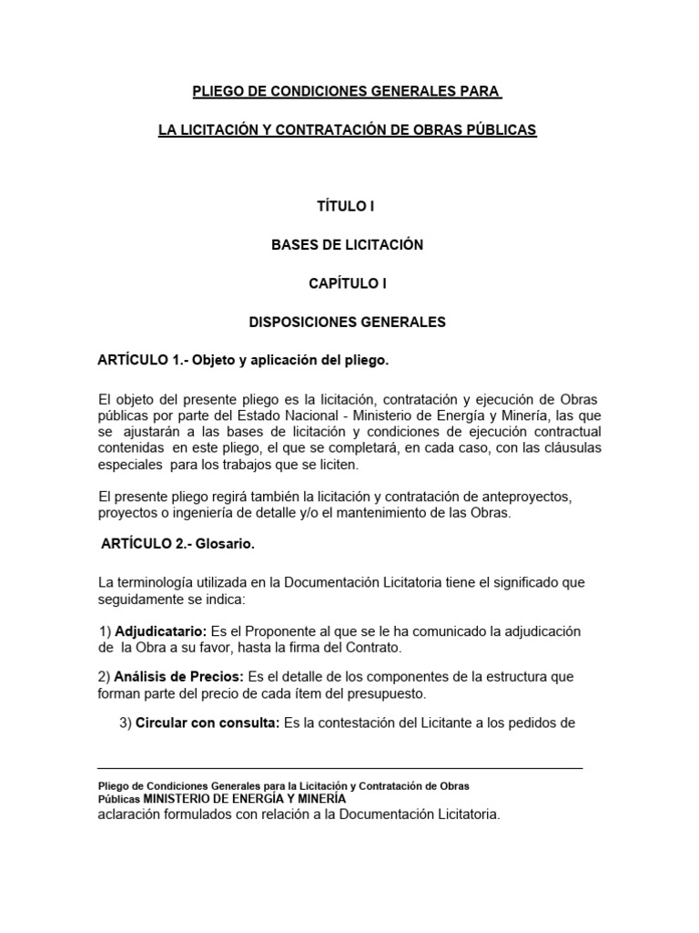 Pliego de Condiciones Generales para | Descargar gratis PDF ...
