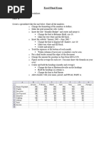 Excel Final Exam