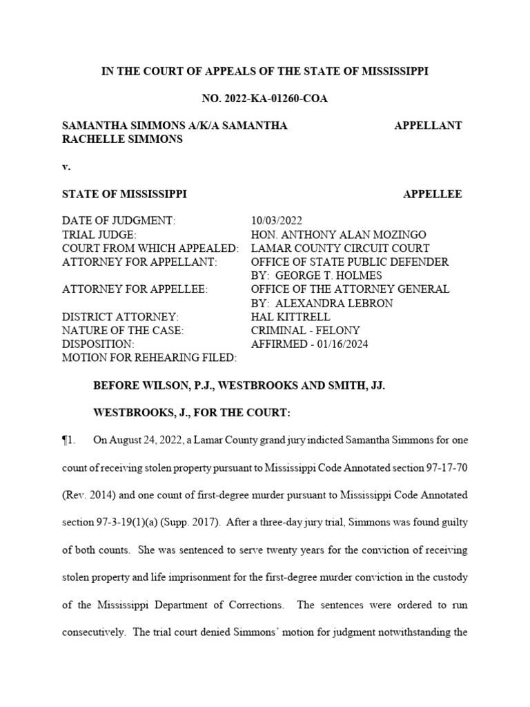 Samantha Simmons PDF Burden Of Proof (Law) Reasonable Doubt