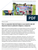 Perú: La Represión Letal Del Estado Es Una Muestra Más Del Desprecio Hacia La Población Indígena y Campesina