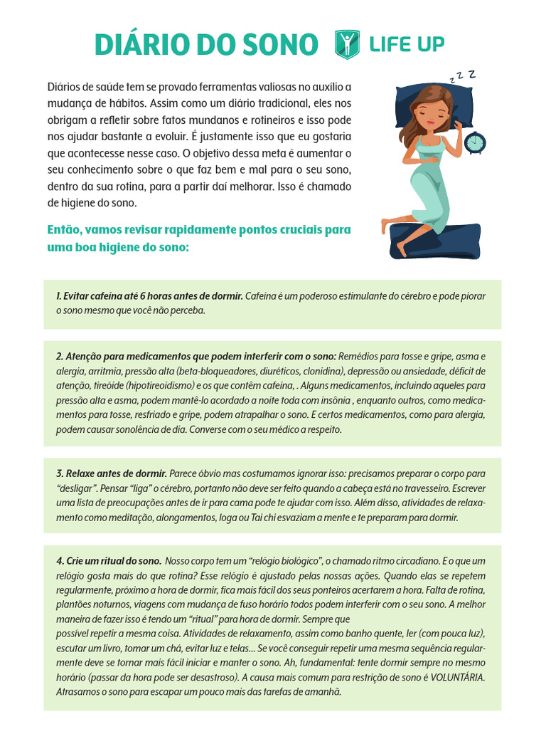 Diário Do Sono Instruções 240101 233658 Download Grátis Pdf