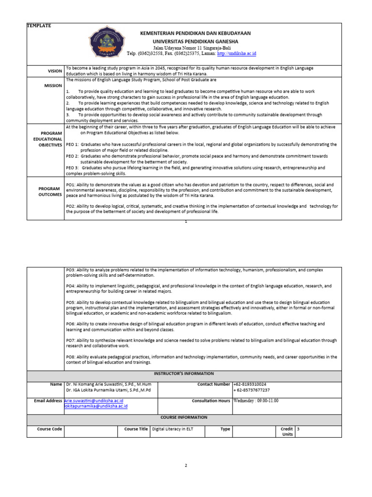 Digital Literacy Course Syllabus | PDF | Educational Technology ...