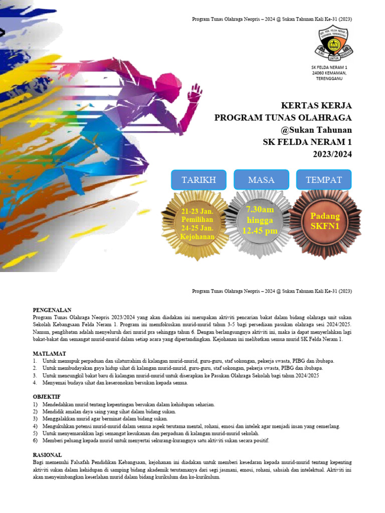 Program Tunas Olahraga Neopris 2024 | PDF