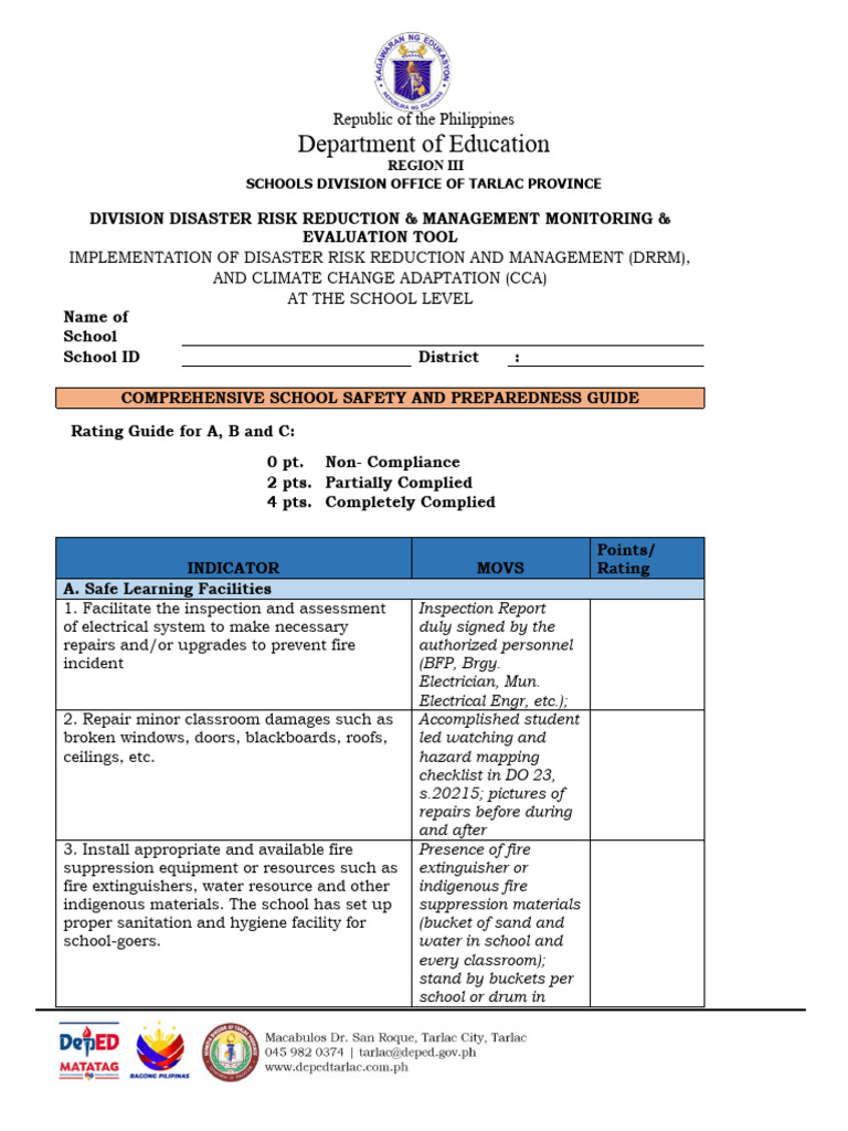 DRRM Monitoring & Evaluation Tool Guide | PDF | Emergency Management ...