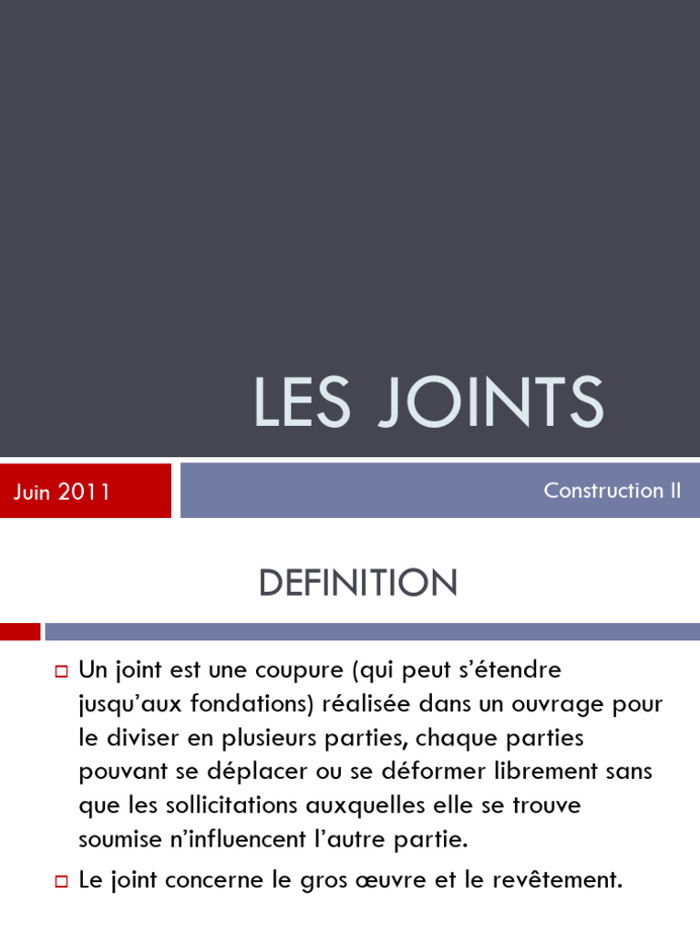 Types de joints en construction PDF Dilatation thermique — free download
