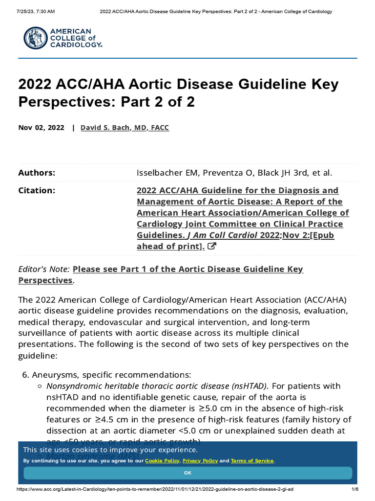 2022 ACC AHA GUIDELINE FOR THE DIAGNOSIS AND MANAGEMENT OF AORTIC intelligence overview