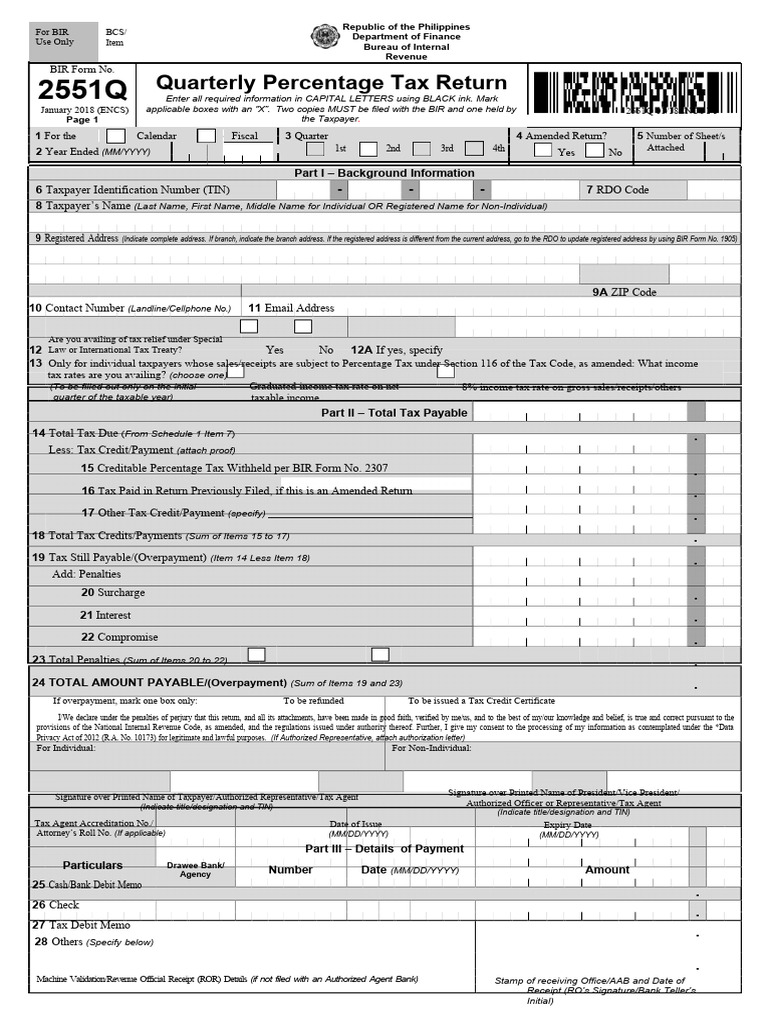 Quarterly Percentage Tax Return Guide | PDF | Taxes | Income