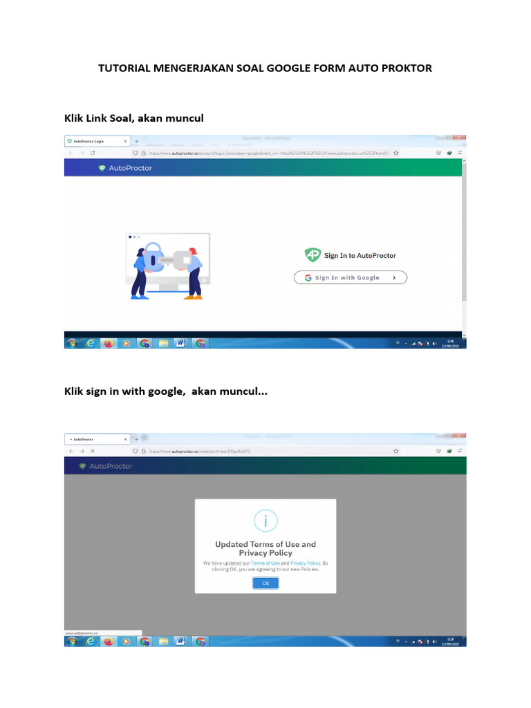 Tutorial Mengerjakan Soal Google Form Auto Proktor | PDF