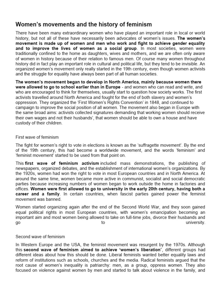 History of FEMINISM PDF Gender Studies Feminism